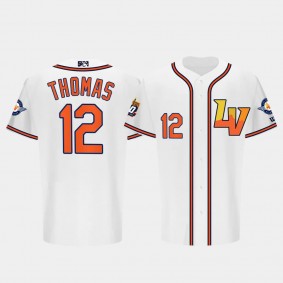 Las Vegas Aviators Home 40th #12 Cody Thomas White MiLB Jersey