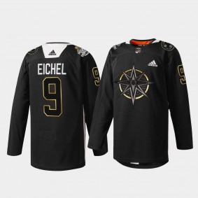 Black History Month Vegas Golden Knights NO. 9 Jack Eichel Black Practice Jersey