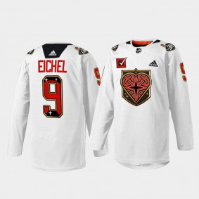 Donate Life Knight Vegas Golden Knights NO. 9 Jack Eichel White Practice Replica Jersey