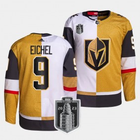 Vegas Golden Knights 2023 Western Conference Champions Jack Eichel #9 White Gold Split Edition Jersey Men's