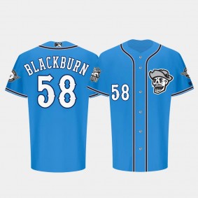 Las Vegas Aviators LV Reyes de Plata Skull Alternate #58 Paul Blackburn Blue Jersey