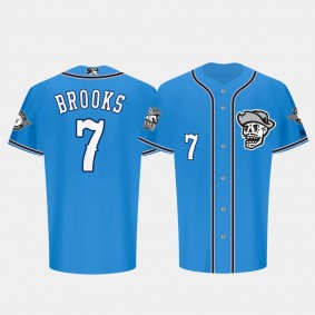 Las Vegas Aviators LV Reyes de Plata Skull Alternate #7 Trenton Brooks Blue MiLB Jersey